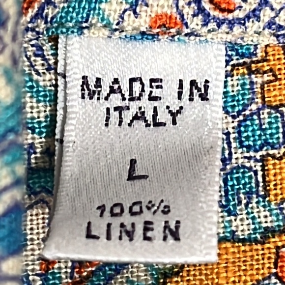 Ralph Lauren Purple Label Men Linen Casual Button Shirt Italy Paisley Sz Large - Picture 3 of 9